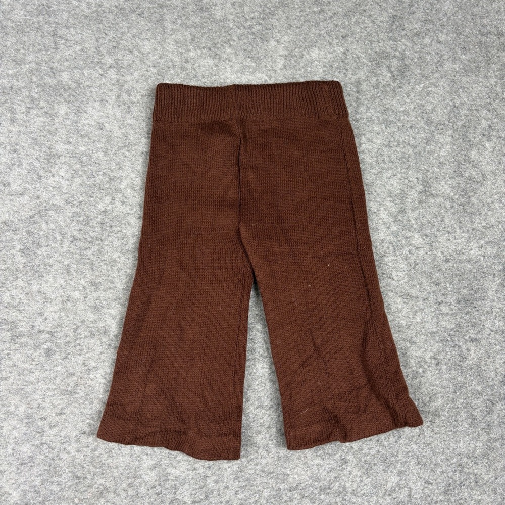 Vintage Knit Pants Baby 12 Months Brown Acrylic Ribbed Retro Leggings 80s 90s - Picture 6 of 11